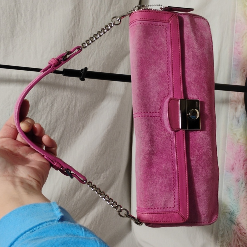 RARE! Auth Coach Y2K 90's Vintage Legacy 🩷 Pink Suede Small Satchel - Picture 16 of 16